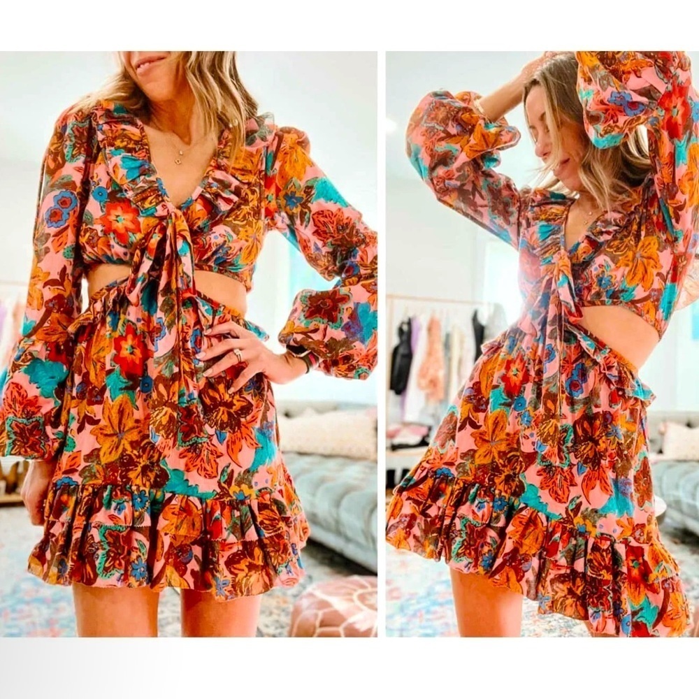 Love the label floral ruffle Cutout Dress